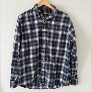 EDDIE BAUER | Navy and White Plaid Button-Down Shirt